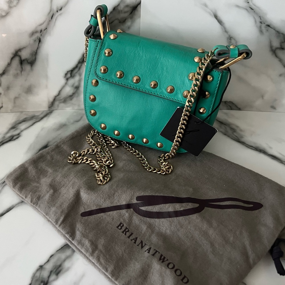 BRIAN ATWOOD Ricki Leather Small  Crossbody Shoulder Evening Bag green KS1